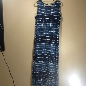 Jones New York Tie-Dye Blue Maxi Dress Plus Sz 2X